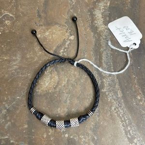 NWT Handmade Candy Did It! Black & Silver Woven Adjustable Ankle Bracelet
